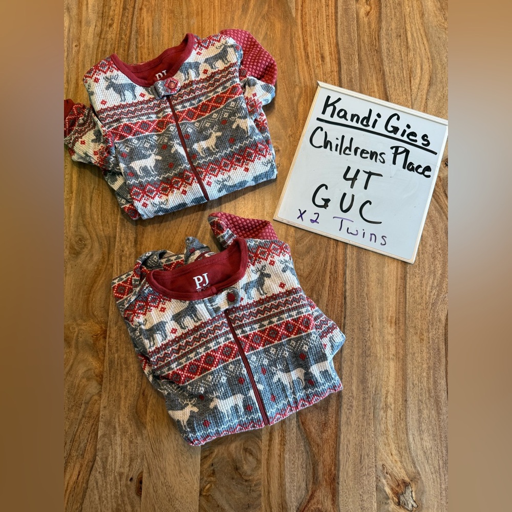 Twin Bundle Children’s Place PJ Red and Gray Patterned Sweaters 4t
